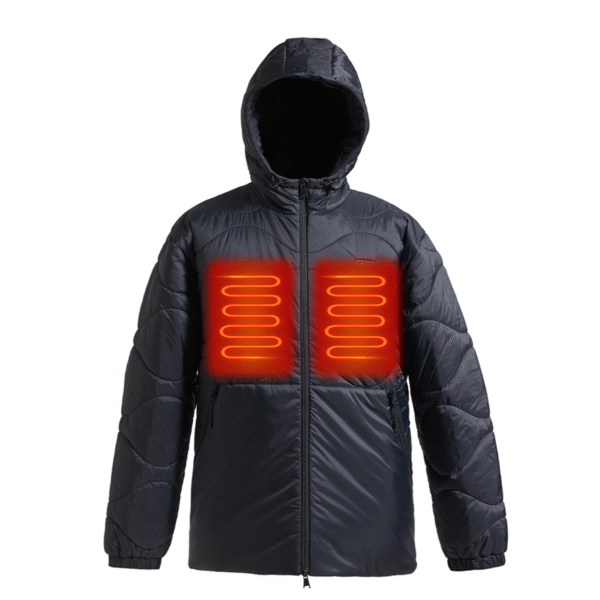 Men's Casual Winter Jacket with USB Heated Feature Fashion Black Waterproof Outdoor Warm Coat Quilted Design