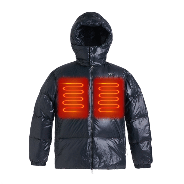 Men's Casual Winter Waterproof Heated Jacket with Custom USB Battery Pack Hooded Outdoor Hiking Heating Zipper Closure
