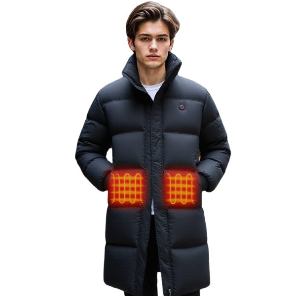 Men Self Heating Long Reactive Color Winter Heated Jacket for Body Massage Winter Heated Jacket